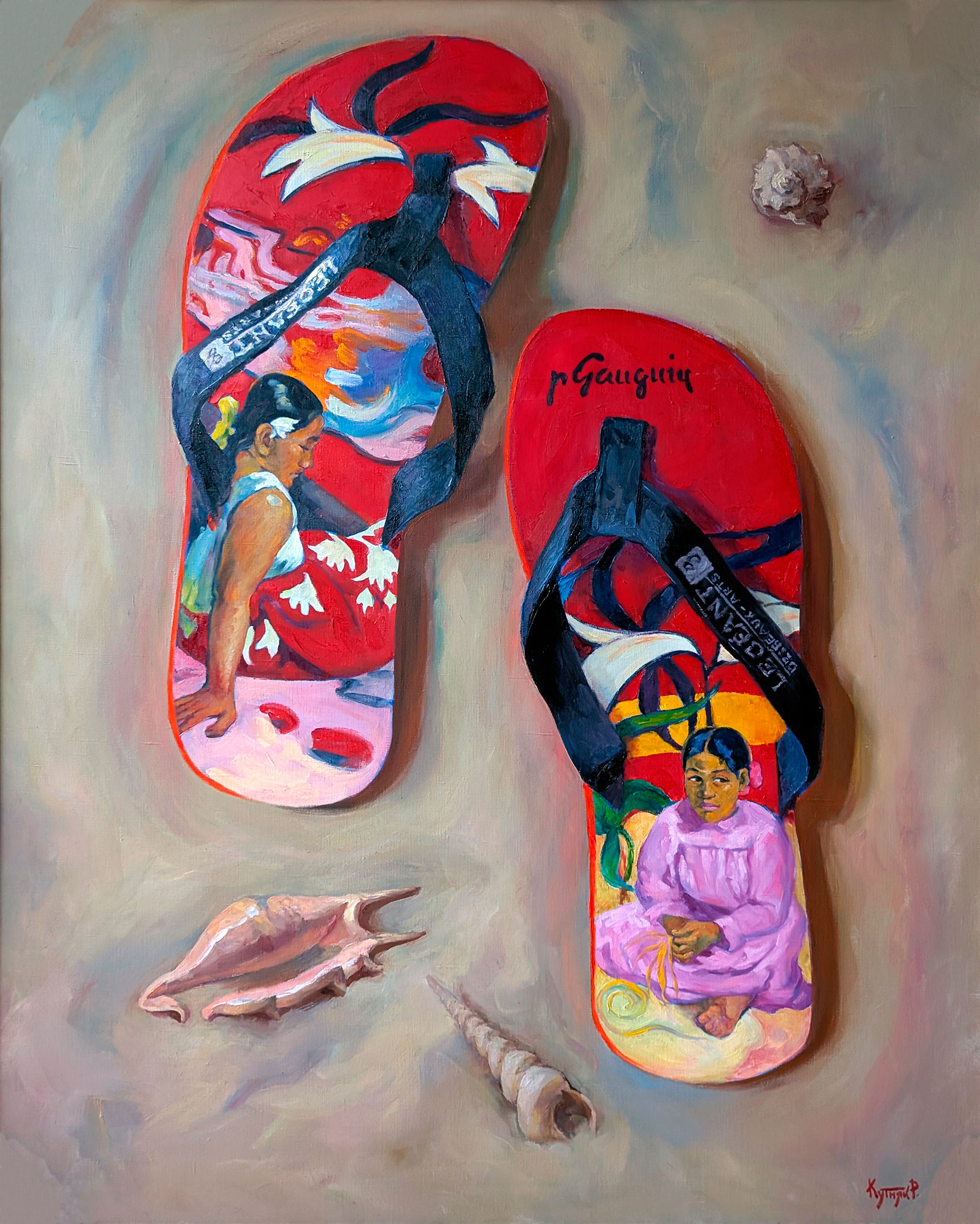 Gauguin beach slippers by Ruslan Kutnyak
